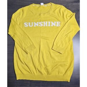 GAP Women’s Crew Neck 3/4 Sleeve 100% Cotton Yellow Sunshine Sweater Size Small